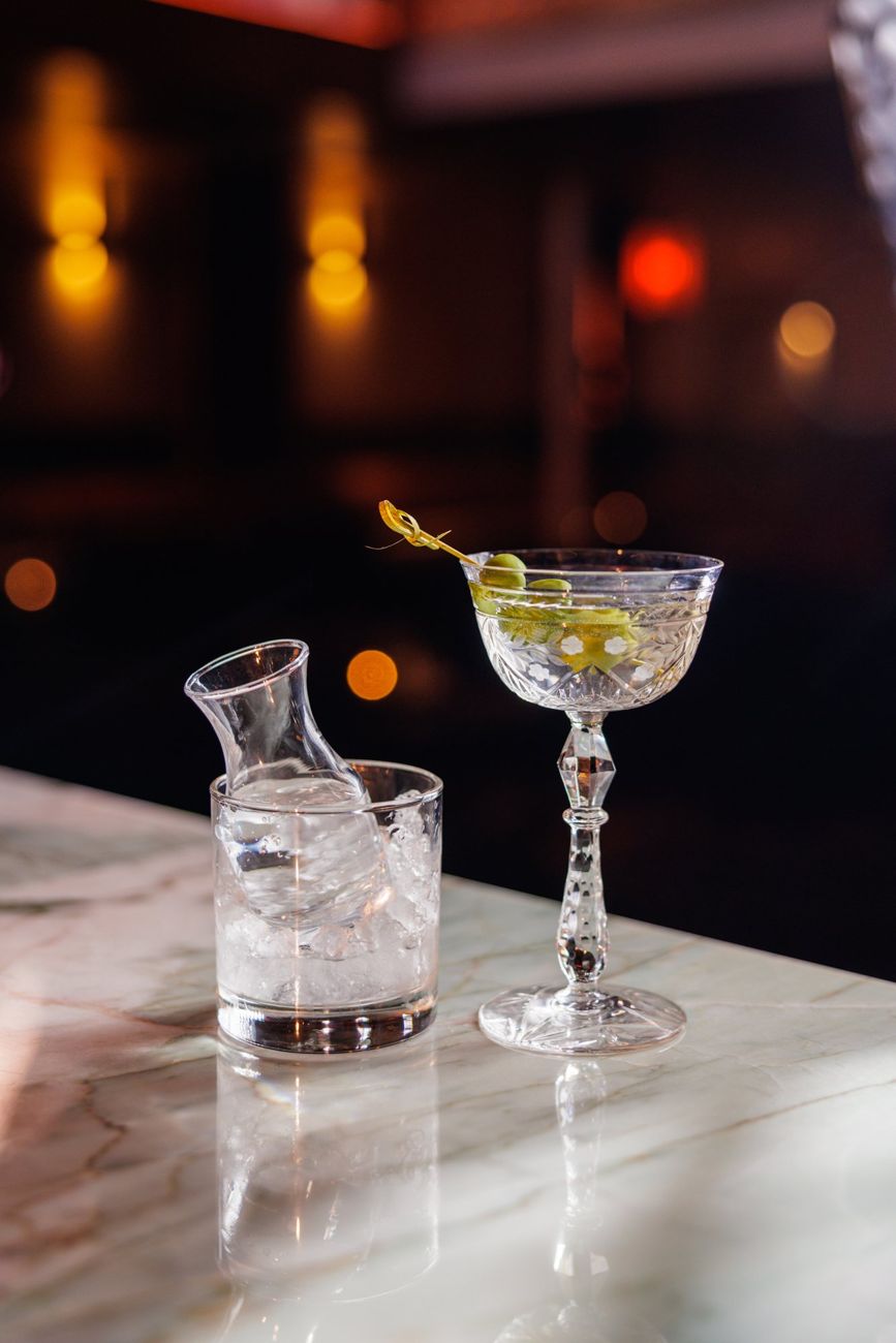 Gibson martini on marble